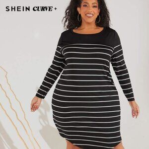 Shein Curve+ BodyCon Dress -Black Striped US 22 (Ch5x)
